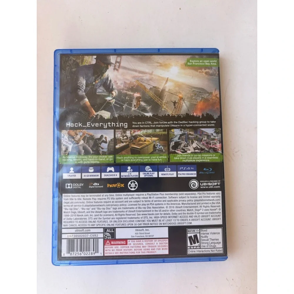 Watch Dogs 2 - Sony PlayStation 4 - Tested - Fast Shipping - PS4